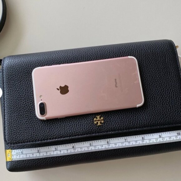 NWT！NEW！Tory Burch Blake Flap Pebbled Leather Crossbody Large Black -Women Bag - Picture 9 of 10